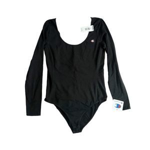 New Champion Womens Medium Black Long Sleeve Bodysuit
